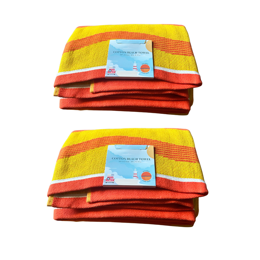 2 Pack Beach Towels 40x72 100% Cotton Large Pool Towels Soft Quick Dry